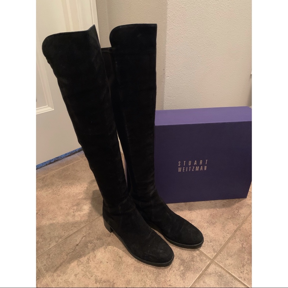 Stuart Weitzman 5050 Black Suede Boots Sz 6